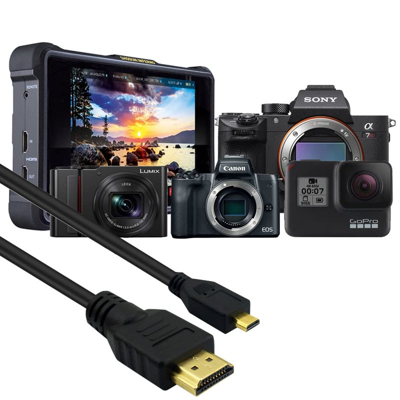 CBUS 25ft HDMI to Micro HDMI Cable for Sony FDR-AX53 Handycam, HXR-NX80, FDR-AX700, HDR-CX405, FDR-AX100, Panasonic Camcorder HC-V800, HC-WXF1, HC-VXF990, HC-VX981K, HC-V770K, HC-V100 Zoom Q2n, Q4n Q8 - Image 2